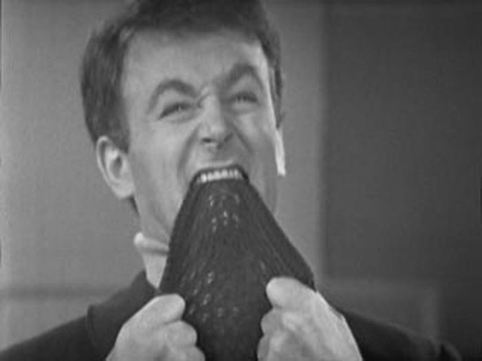 Perhaps out of jealousy, Ian eats Barbara’s cardy.