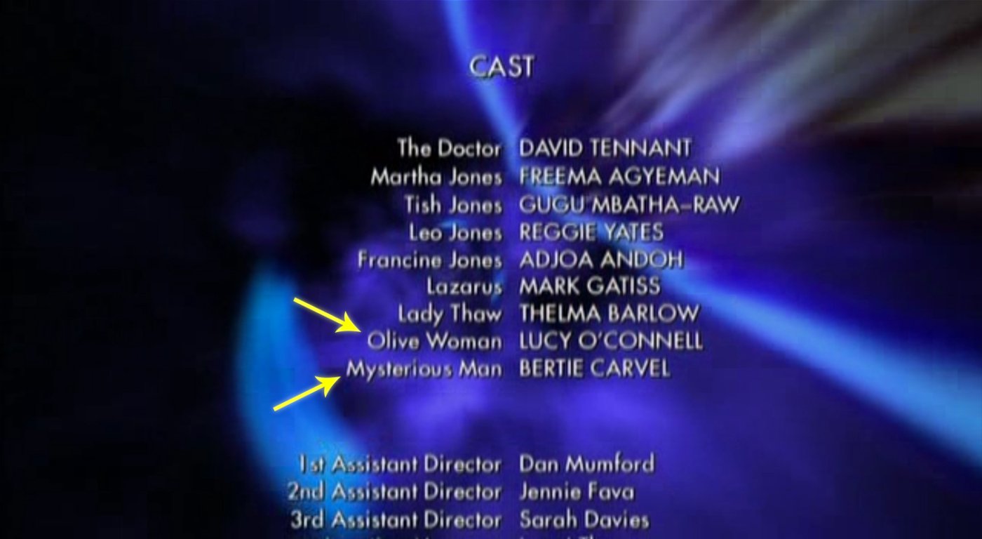doctor-who-back-when-the-lazarus-experiment-end-credits-mysterious-man-olive-woman