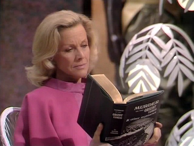 honor blackman pussy galore reads murder on the orient express in terror of the vervoids doctor who back when