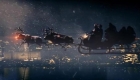 above London in Santa's sleigh