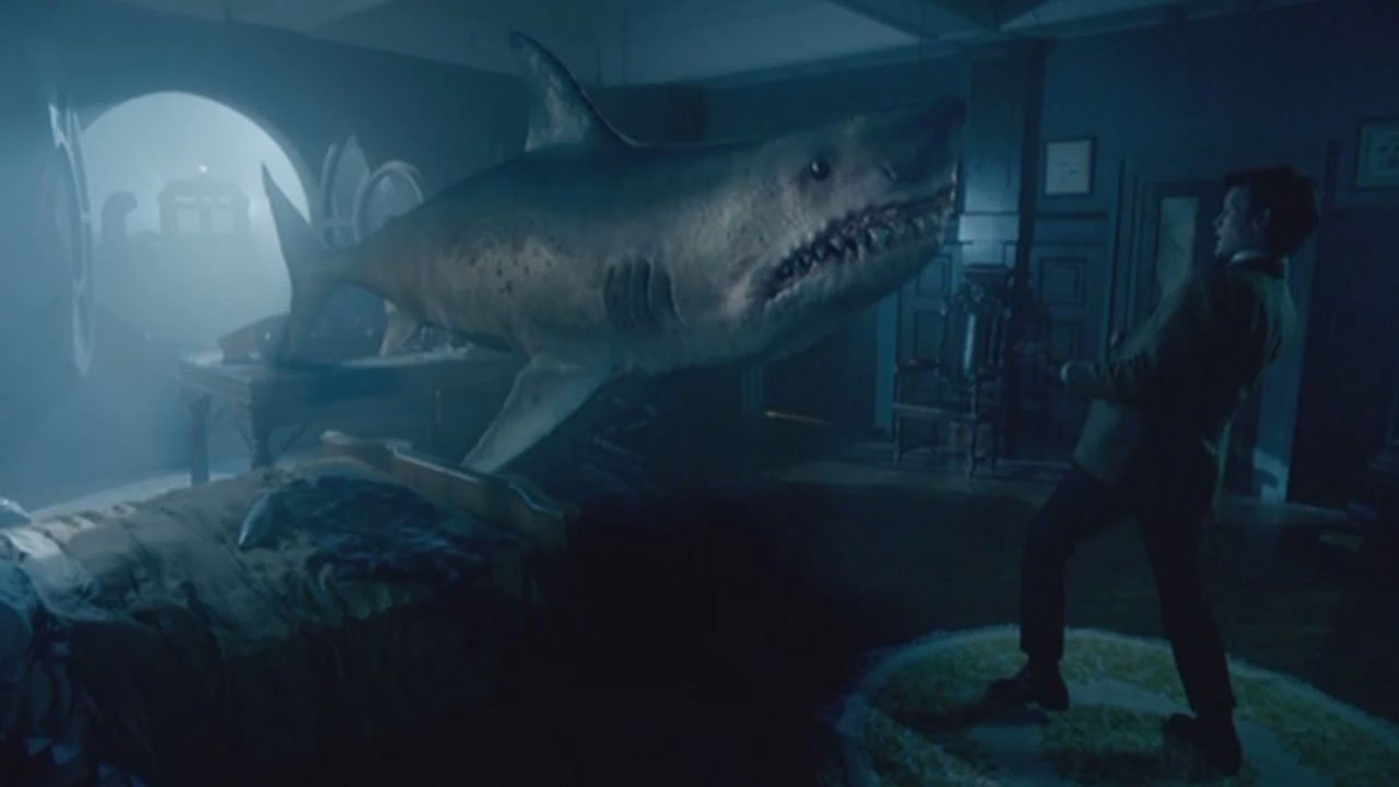 matt-smith-eleven-meets-a-shark-in-kazran-sardicks-room-a-christmas-carol-doctor-who-back-when