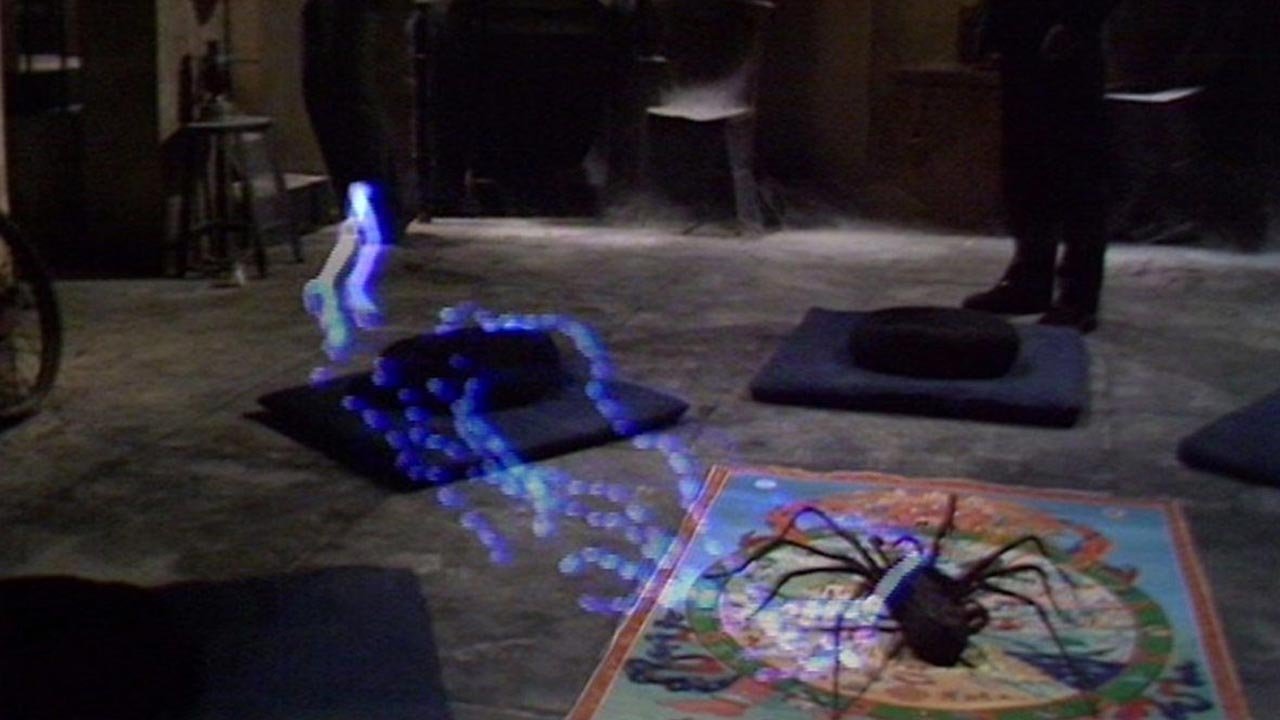 spider-eight-legs-sends-telepathic-lightning-across-the-budhist-temple-basement-planet-of-the-spiders-doctor-who-back-when