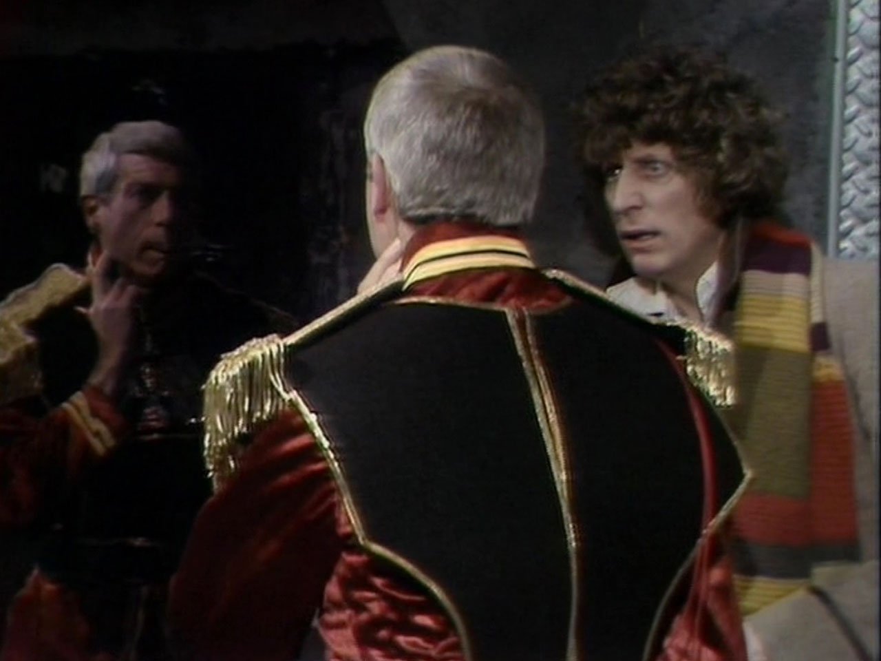 the-marshall-stares-into-obsidian-wall-armageddon-factor-key-to-time-doctor-who-back-when